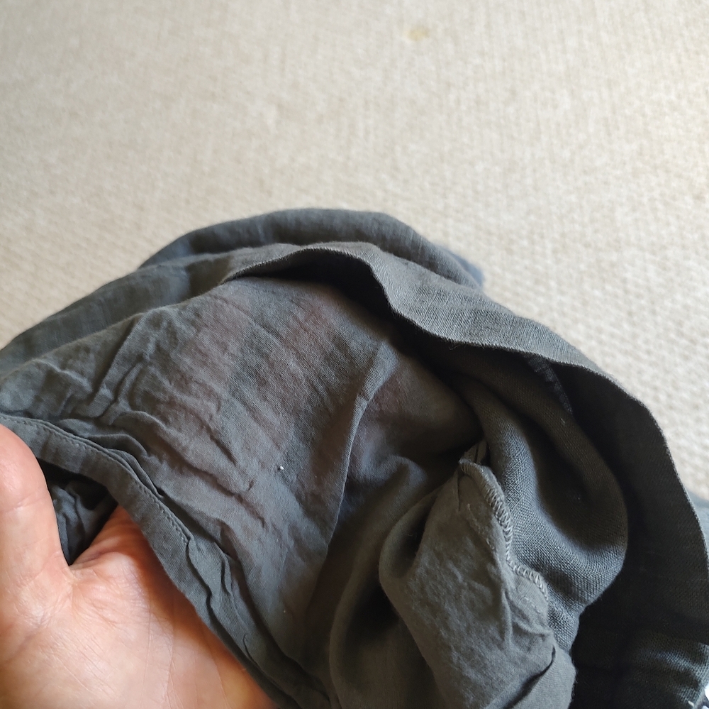 Laude The Label Organic Linen Lined Wide Leg Crop Pants Pull-On Mineral Gray M - Picture 8 of 14